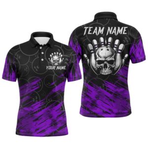 Purple Skull Bowling Polo Shirt For Men&hellip;