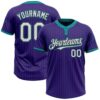 Purple Teal Pinstripe White Two Button Unisex Softball Jersey, Custom Team Softball Jersey