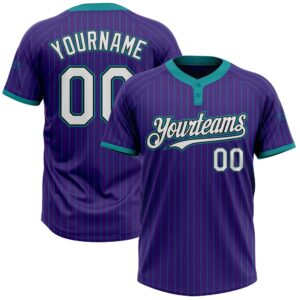 Purple Teal Pinstripe White Black Two Button&hellip;