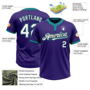 Purple Teal Pinstripe White Black Two Button Unisex Softball Jersey Custom Team Softball Jersey 3 gfzbrk.jpg