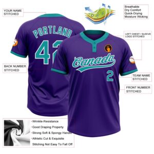 Purple Teal White Two Button Unisex Softball Jersey Custom Team Softball Jersey 3 q2auyi.jpg