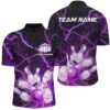 Purple White Bowling Shirt Unisex Custom Bowling Polo Shirt Polo Bowling Shirt For Men, Personalized Bowling Team Shirt