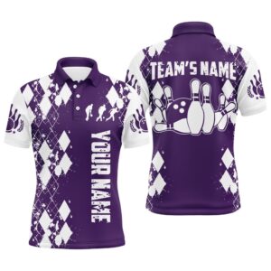 Purple White Bowling Shirt Unisex Custom Bowling&hellip;
