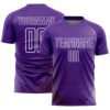 Purple White Geometric Pattern Sublimation Soccer Uniform Jersey, Custom Team Soccer Jersey Shirt