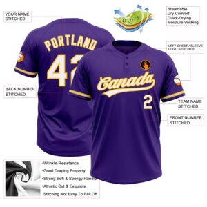 Purple White Gold Two Button Unisex Softball Jersey Custom Team Softball Jersey 3 estrti.jpg