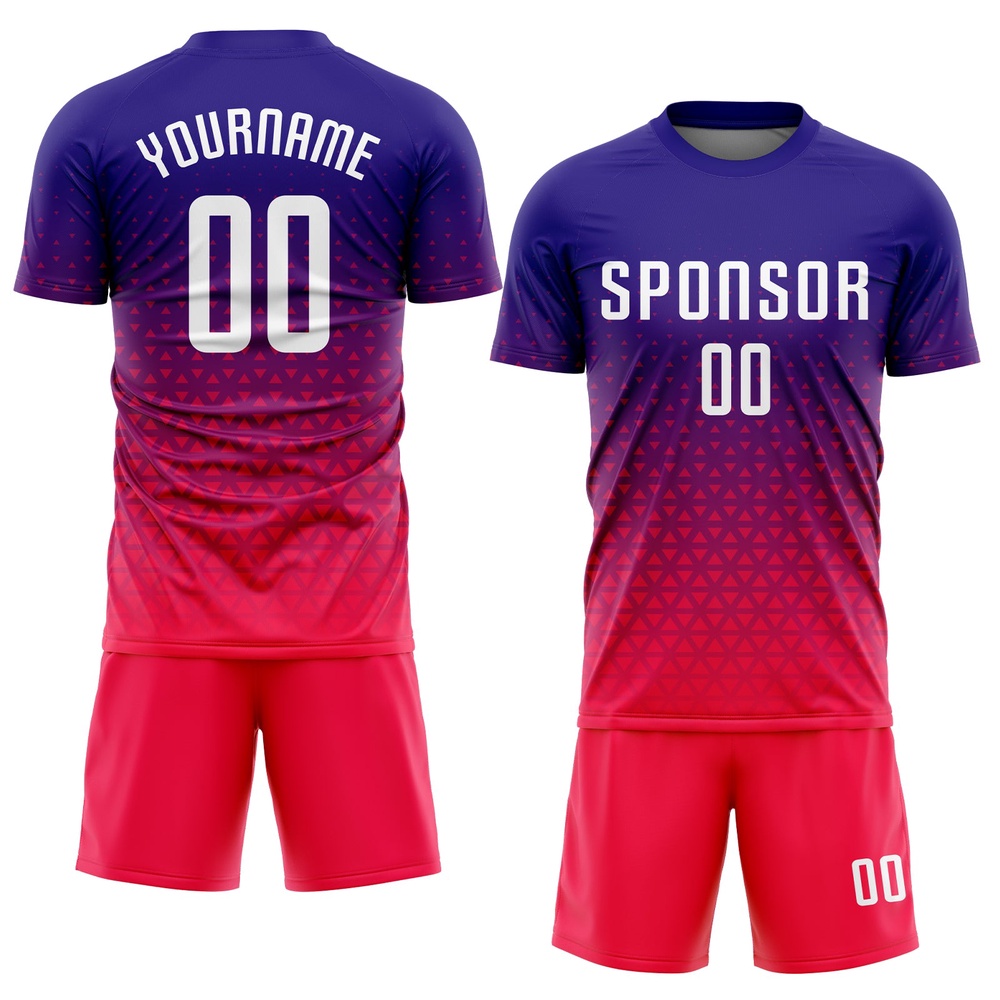 Purple White Hot Pink Sublimation Soccer Uniform Jersey, Custom Team Soccer Jersey Shirt