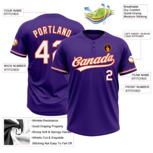 Purple White Orange Two Button Unisex Softball Jersey Custom Team Softball Jersey 3 darrgb.jpg