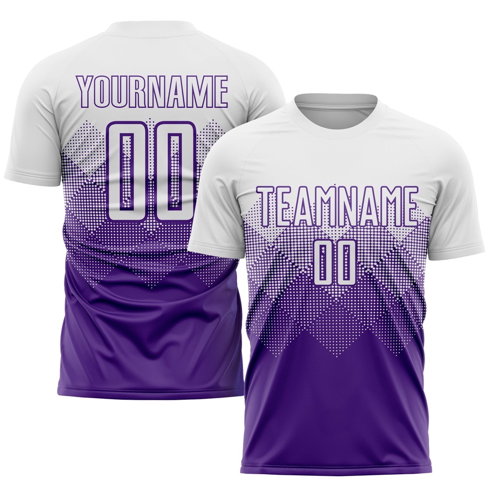 Purple White Sublimation Soccer Uniform Jersey, Custom Team Soccer Jersey Shirt