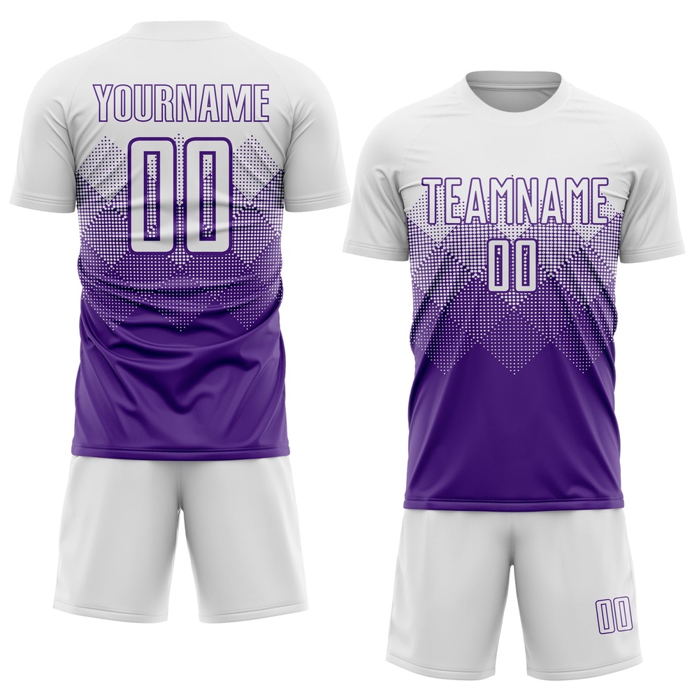 Purple White Sublimation Soccer Uniform Jersey, Custom Team Soccer Jersey Shirt