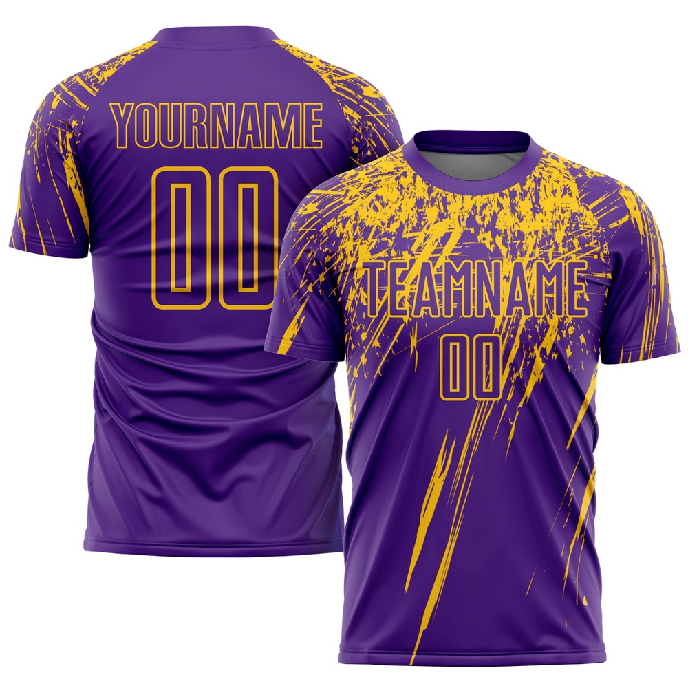 Purple Yellow Sublimation Soccer Uniform Jersey, Custom Team Soccer Jersey Shirt