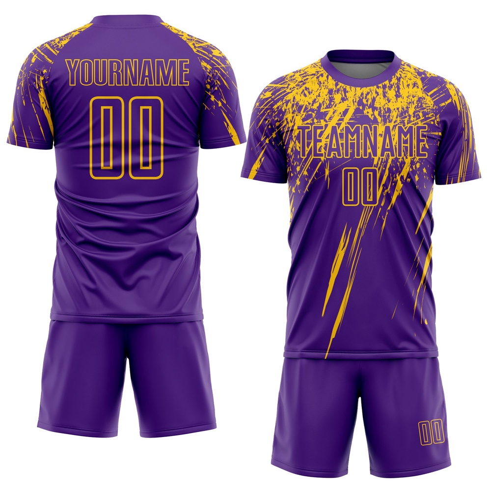 Purple Yellow Sublimation Soccer Uniform Jersey, Custom Team Soccer Jersey Shirt