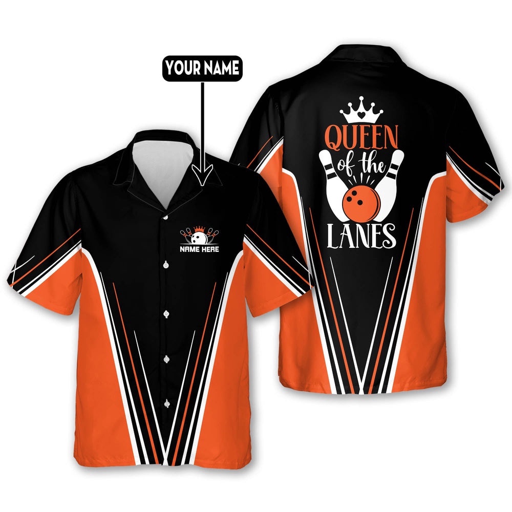 Queen Of The Lanes Bowling Shirt Women, Custom Bowling Shirt, Custom Team Bowling Hawaiian Shirt