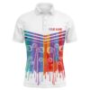 Rainbow Colors Pattern Golf Shirts Custom Name Men’s Men’s Golf Polo Tops, Golf Polo Shirt, Golf Shirts