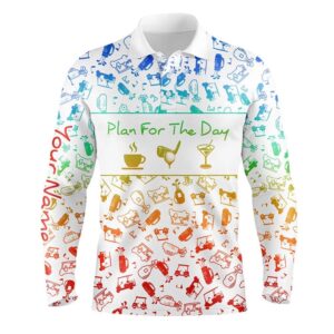 Rainbow Gradient Golf Pattern Men Golf Polo&hellip;