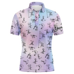 Rainbow Gradient Stick Figures Playing Golf Men’s&hellip;