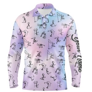 Rainbow Gradient Stick Figures Playing Golf Men’s&hellip;