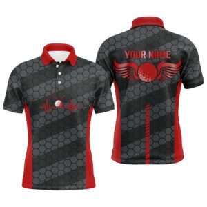 Red And Black Heartbeat Men’s Golf Polo&hellip;