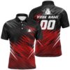 Red And Black Mens Bowling Polo Shirts Custom Team Bowling Polo Shirt, Gift For Team Mens Bowlers, Personalized Bowling Team Shirt