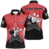 Red And Purple Bowling Shirt Men Women Bowling Polo Shirt Team Bowling Polo Shirt, Personalized Bowling Team Shirt