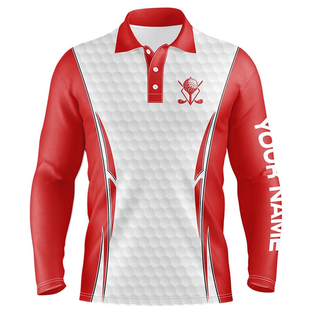 Red And White Golf Ball Men’s Golf Polo Shirts Custom Golf Outfits Men For Men, Golf Polo Shirt, Golf Shirts