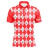 Red Argyle Pattern Men’s Customized Skull Golf Shirts For Men, Golfer Gifts, Golf Polo Shirt, Golf Shirts