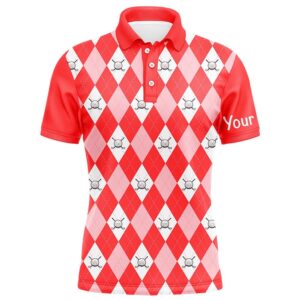 Red Argyle Plaid Pattern Men’s Golf Polos&hellip;