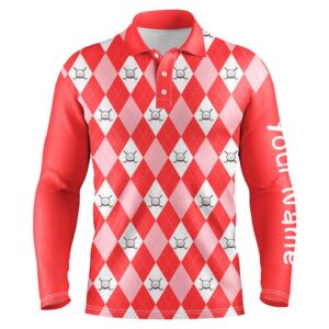 Red Argyle Plaid Pattern Men’s Golf Polos&hellip;