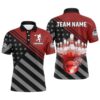 Red&Black Bowling Polo Shirt Flame Bowling Polo Shirt For Men Custom Bowling Team Shirt, Personalized Bowling Team Shirt