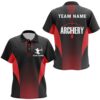 Red Black Target Archery Polo Shirts, Custom Tribal Pattern Archery Shirts, Custom Archery Team Polo Shirt