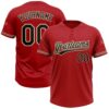 Red Black Gold 3D Pattern Two Button Unisex Softball Jersey, Custom Team Softball Jersey