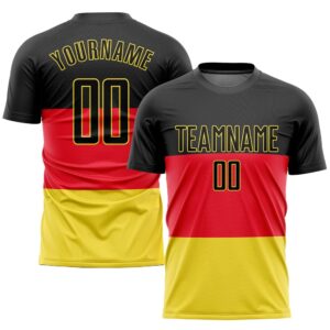 Red Black Gold Sublimation German Flag Soccer&hellip;