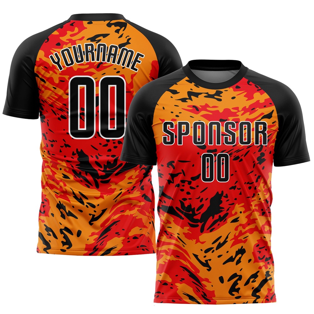 Red Black Gold Sublimation Soccer Uniform Jersey, Custom Team Soccer Jersey Shirt