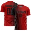 Red Black Old Gold Lines Sublimation Soccer Uniform Jersey, Custom Team Soccer Jersey Shirt