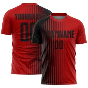 Red Black Lines Sublimation Soccer Uniform Jersey,&hellip;
