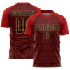 Red Black Lines Sublimation Soccer Uniform Jersey, Custom Team Soccer Jersey Shirt