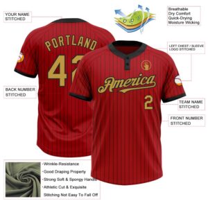 Red Black Pinstripe Old Gold Two Button Unisex Softball Jersey Custom Team Softball Jersey 3 cydroe.jpg