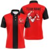 Red Black Vintage Mens Polo Bowling Shirts Custom My Bowling Technique Strike Bowling Team Polo Shirt, Personalized Bowling Team Shirt