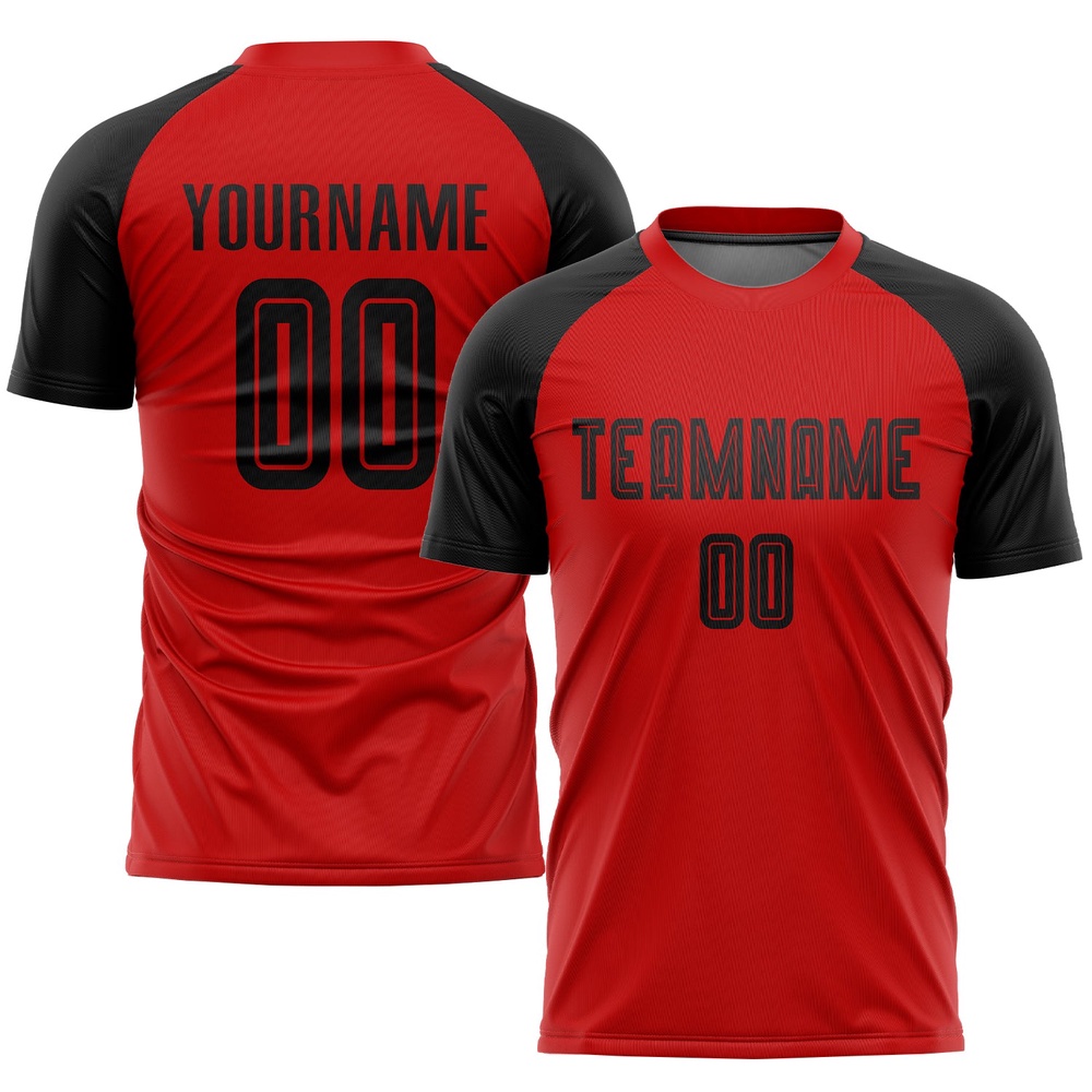 Red Black Sublimation Soccer Uniform Jersey, Custom Team Soccer Jersey Shirt