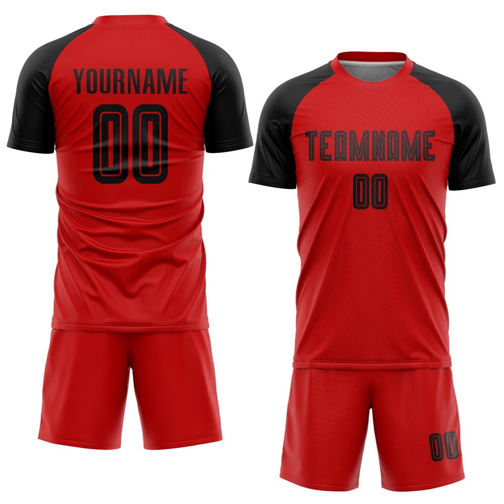 Red Black Sublimation Soccer Uniform Jersey, Custom Team Soccer Jersey Shirt