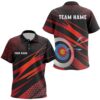 Red Blue Flame Archery Mode On Polo Shirts Custom Archery Team Shirts, Custom Archery Team Polo Shirt