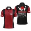 Red Bowling Pattern Custom Men Bowling Polo Shirts Flame Bowling Team Polo Shirt Tournament, Personalized Bowling Team Shirt