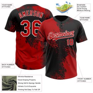 Red Black White 3D Pattern Abstract Brush Stroke Two Button Unisex Softball Jersey Custom Team Softball Jersey 3 arei5o.jpg