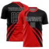 Red Black White Diagonal Lines Sublimation Soccer Uniform Jersey, Custom Team Soccer Jersey Shirt