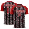 Red Black White Diagonal Lines Sublimation Soccer Uniform Jersey, Custom Team Soccer Jersey Shirt