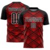Red Black White Geometric Shapes Sublimation Soccer Uniform Jersey, Custom Team Soccer Jersey Shirt