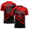 Red Black White Sublimation Split Fashion Soccer Uniform Jersey, Custom Team Soccer Jersey Shirt