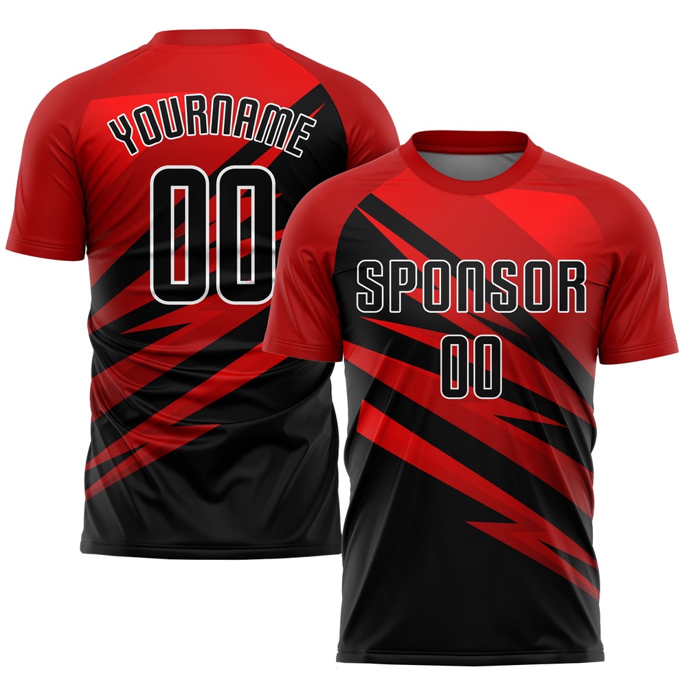 Red Black White Sublimation Soccer Uniform Jersey, Custom Team Soccer Jersey Shirt
