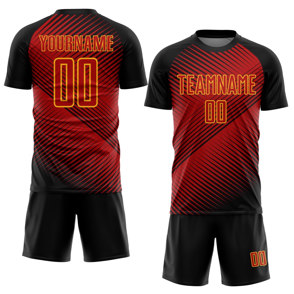 Red Black Yellow Sublimation Soccer Uniform Jersey, Custom Team Soccer Jersey Shirt