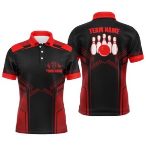 Red Bowling Polo Shirt For Men Custom&hellip;
