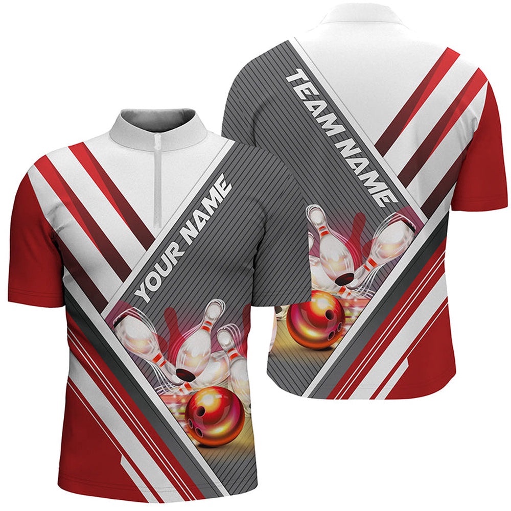 Red Bowling Shirts For Men And Women Red Bowling Team Jersey Bowlers Outfits, Custom Bowling Team Jersey Shirt